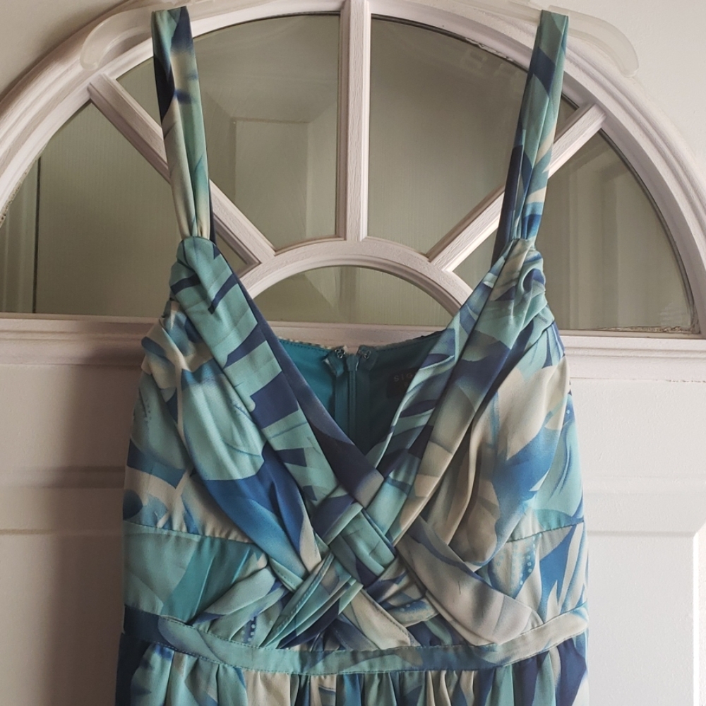Blue cream flower dress